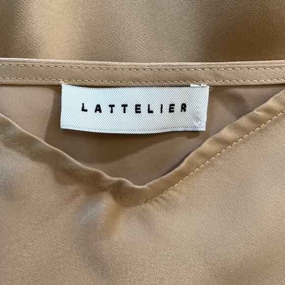 Lattelier Gorgeous Slip Cami Midi Dress, Nude poly Satin, Size Medium, NWOT - Picture 3 of 6
